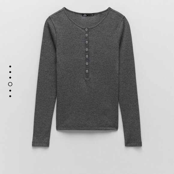 Mid-Grey half buttons henley shirt - Picture 4 of 7